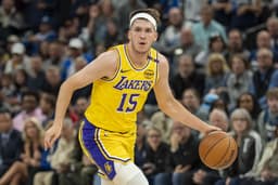 Austin Reaves sous le maillot des Lakers face à Minnesotasota lors du Game 3 du premier tour des playoffs 2024
