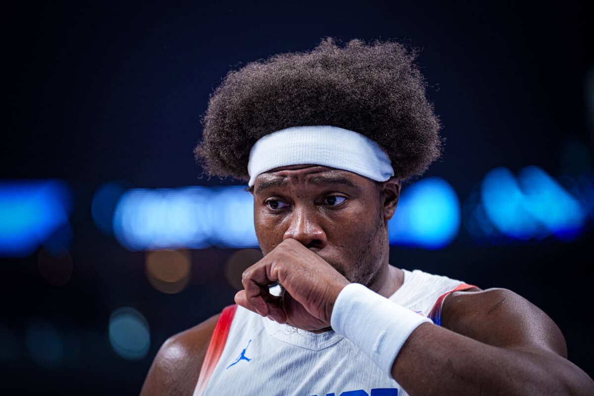 Guerschon Yabusele (France) face à Géorgie, EuroBasket, 7 septembre 2025