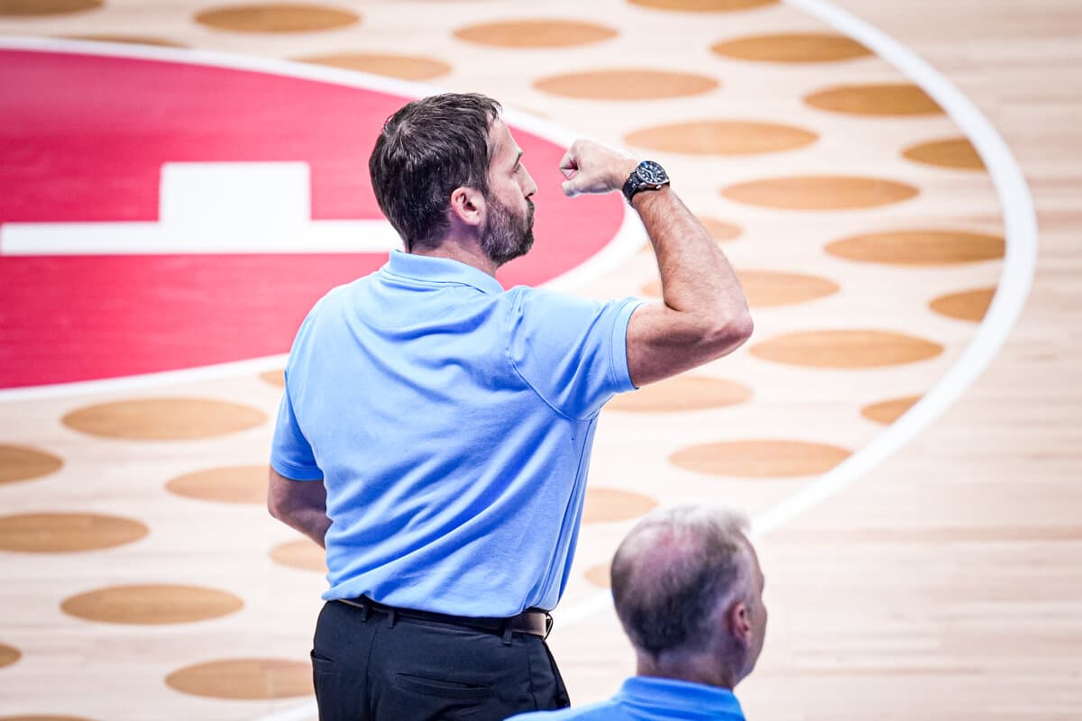 Frédéric Fauthoux (France) face à Géorgie, EuroBasket, 7 septembre 2025
