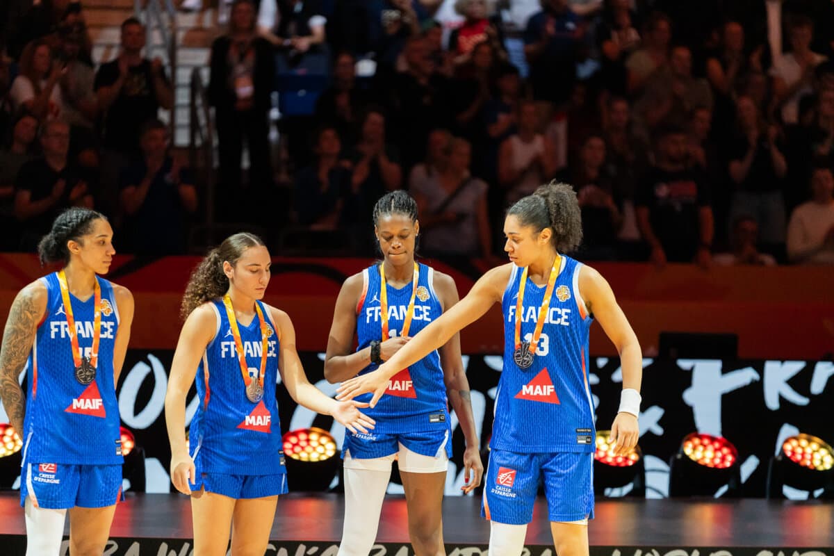 Janelle Salaün, Valériane Ayayi, Gabby Williams et Carla Leite (France (F)) face à Etats-Unis (F), Coupe du Monde Féminine, 13 septembre 2026