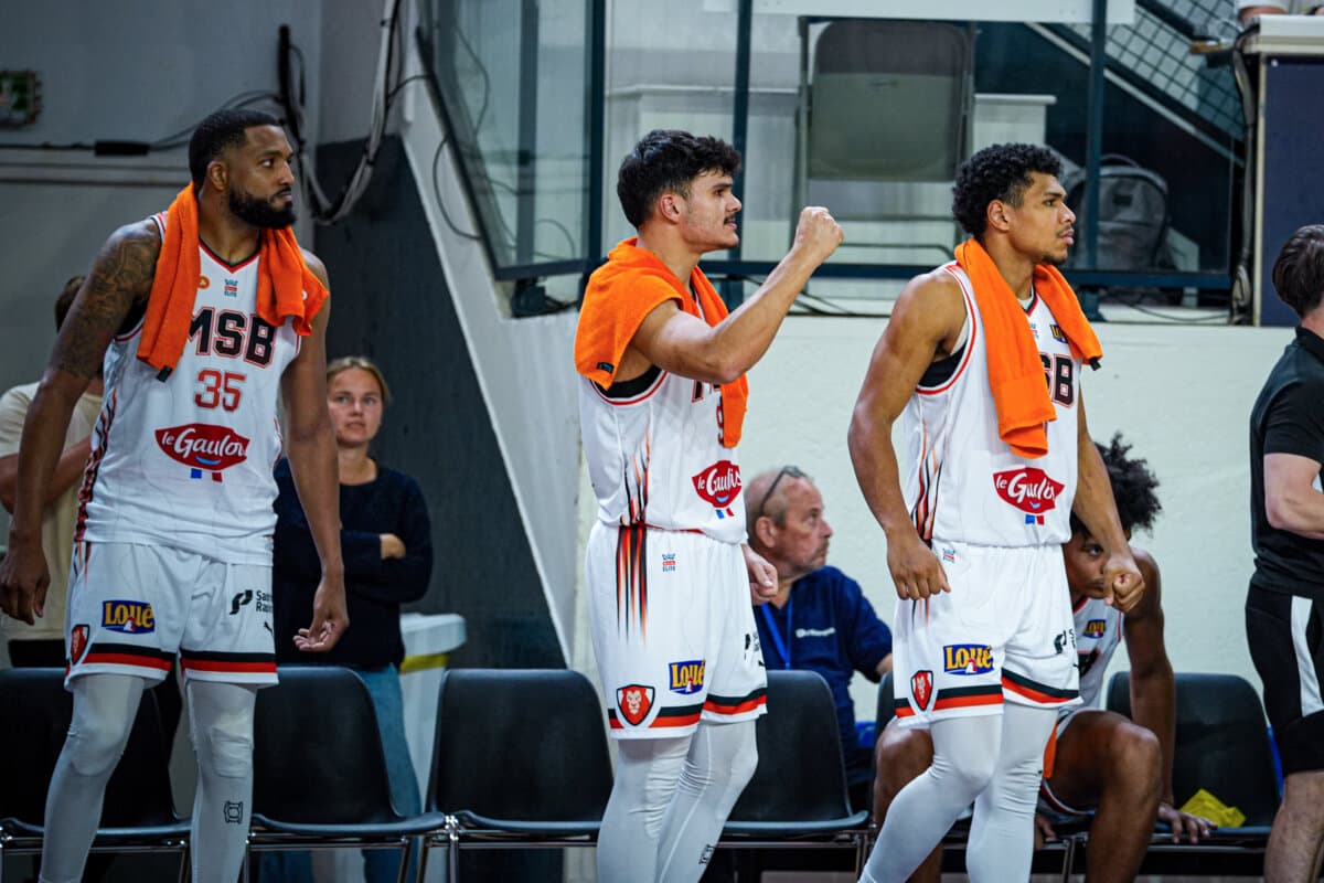 TaShawn Thomas, Léopold Delaunay et Lucas Dufeal (Le Mans) face à Gravelines, Betclic ELITE, 26 septembre 2026