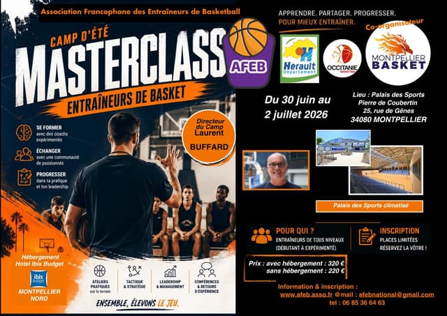Camp pour les coaches de basket : la MasterClass AFEB 2026 ouvre ses inscriptions à Montpellier