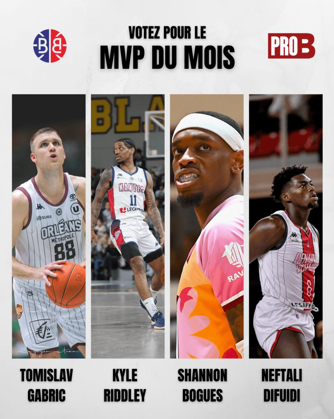 Riddley, Bogues, Difuidi et Gabric ; Qui est le MVP de Pro B en février 2025 ?