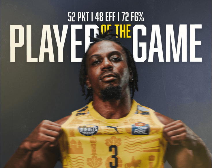 52 points, c’est le total fou de l’ancien arrière du SLUC Nancy ce vendredi en Allemagne !