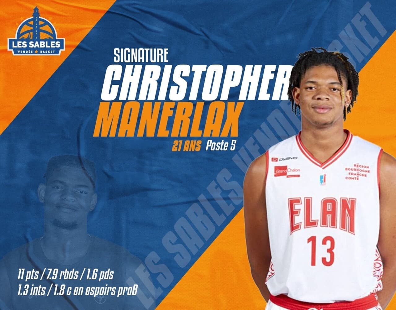 Christopher Manerlax va lancer sa carrière professionnelle aux Sables Vendée Basket