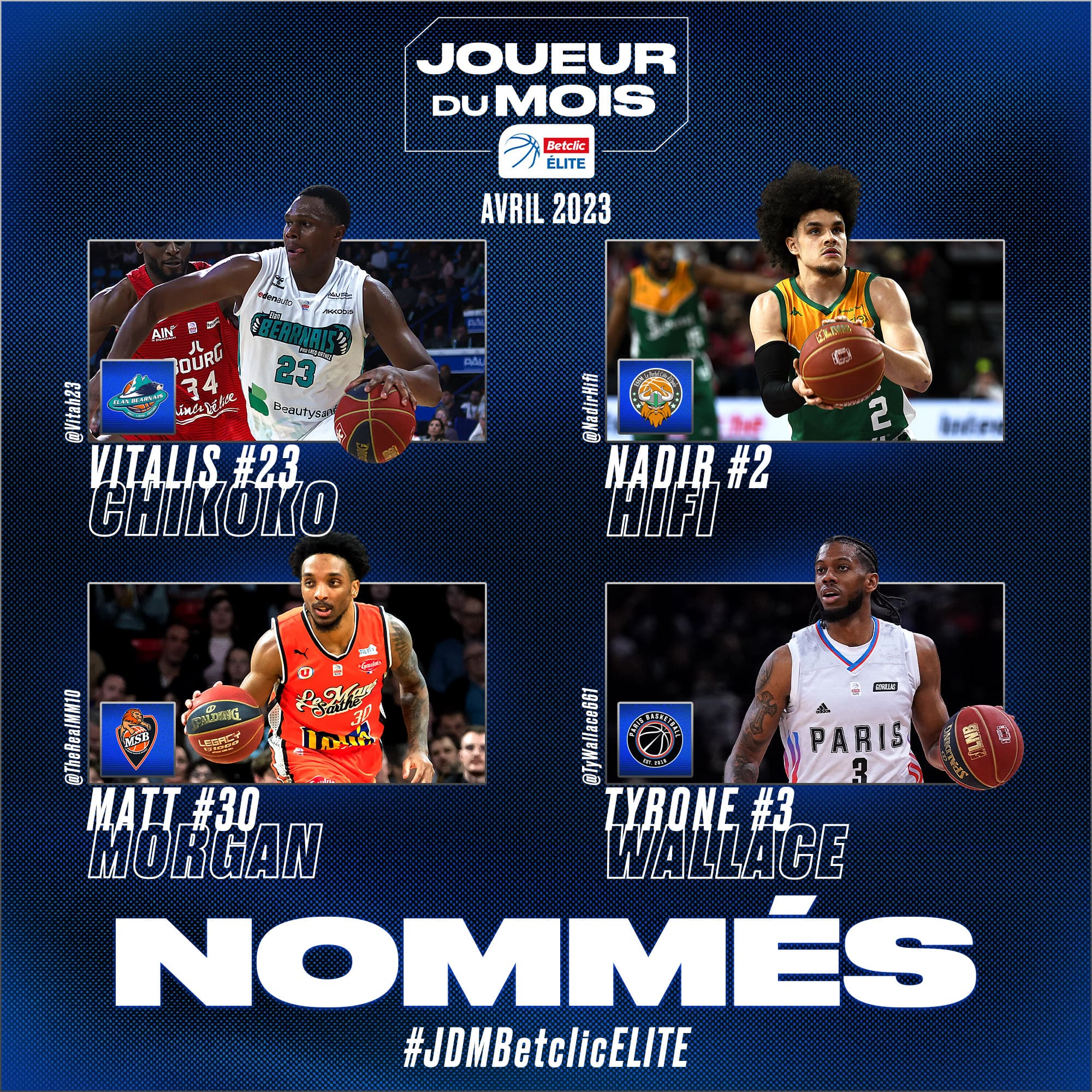 Morgan, Wallace, Chikoko et Hifi nominés pour le titre de MVP d’avril