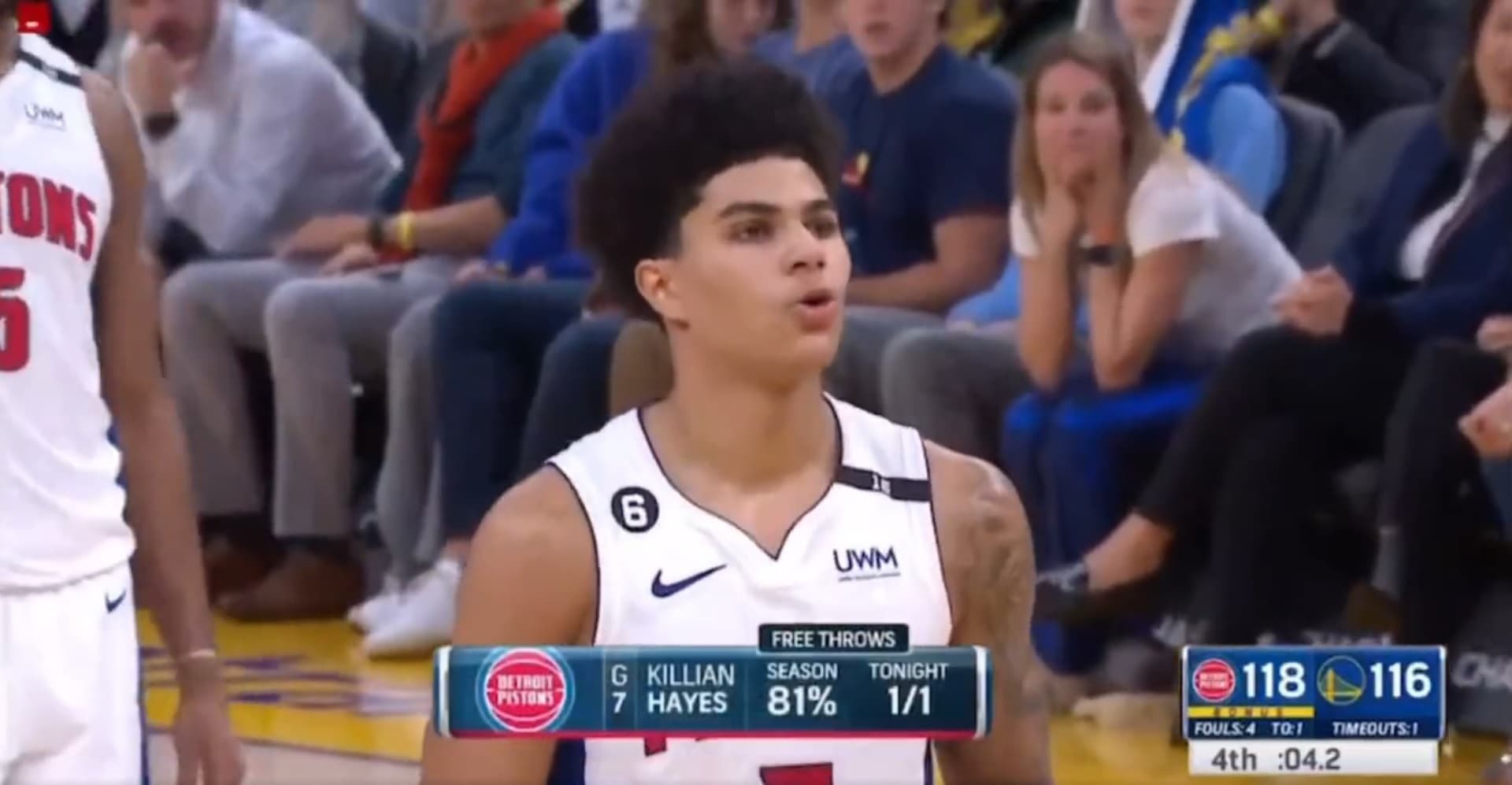 De retour, Killian Hayes bat un record et Détroit gagne à Golden State