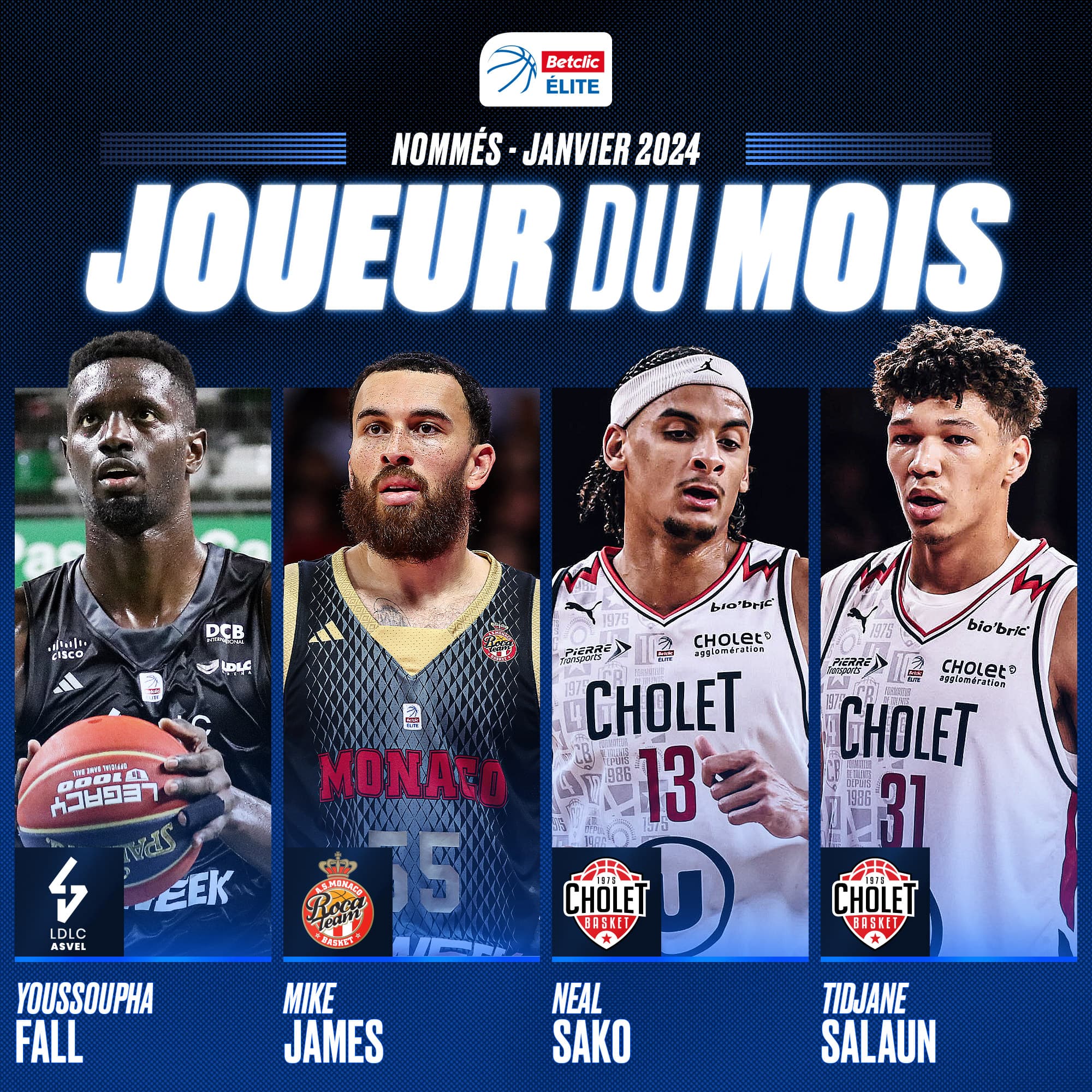 Fall, James, Sako et Salaün nominés pour le titre de MVP du mois de janvier