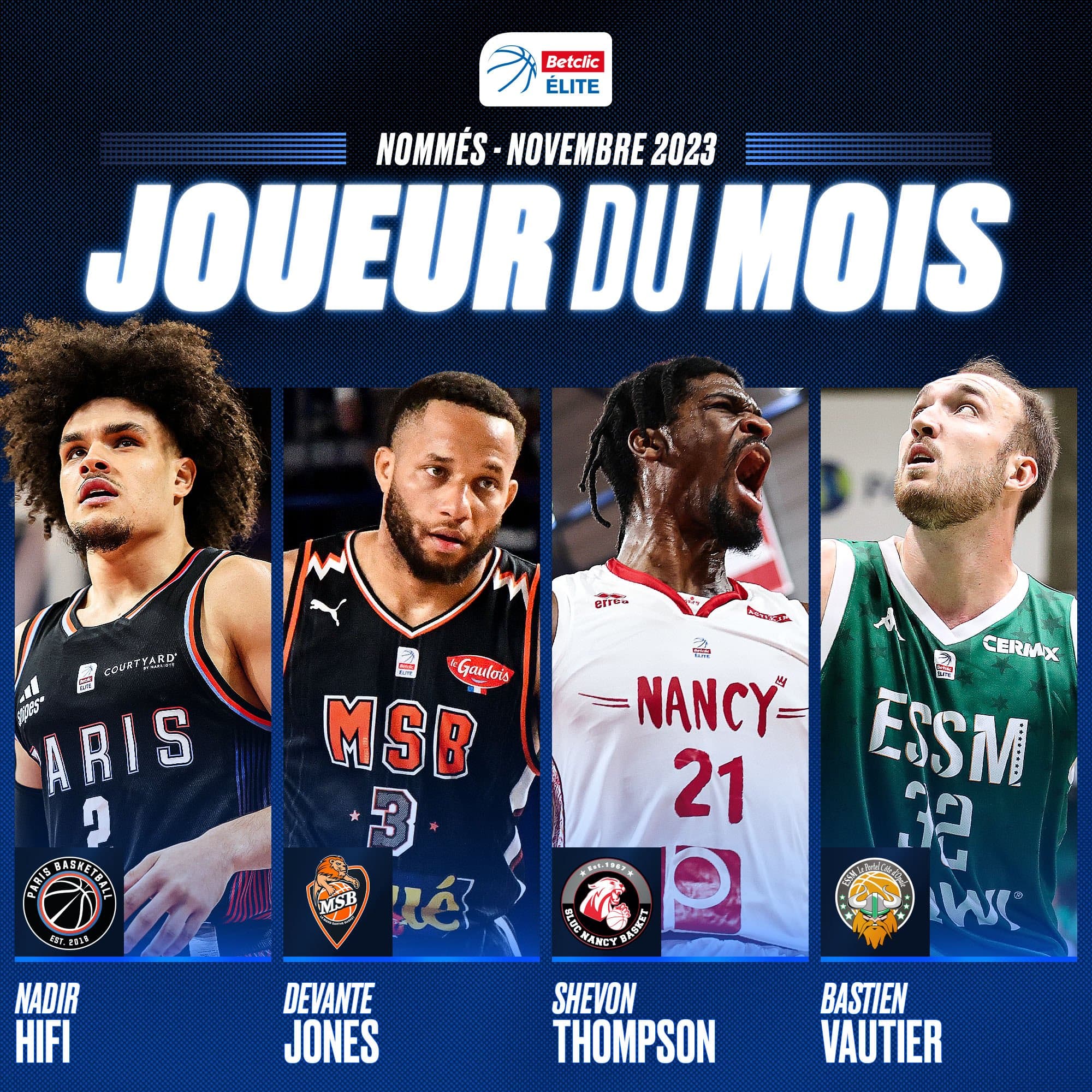 Hifi, Jones, Thompson et Vautier nominés pour le titre de MVP du mois de novembre