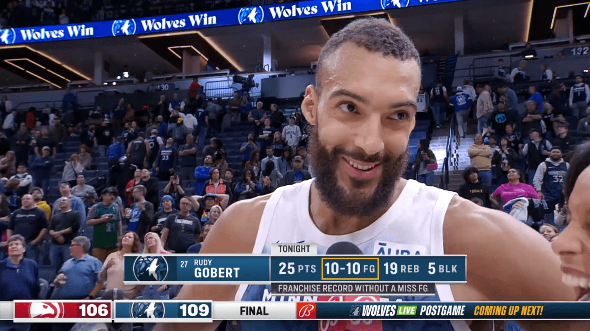 Rudy Gobert noté 10/10 contre Atlanta