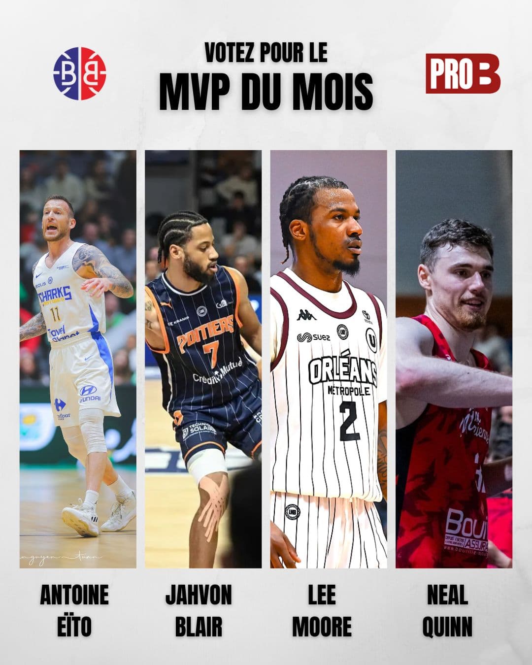 Eïto, Blair, Moore et Quinn ; Qui est le MVP de Pro B en mars 2025 ?