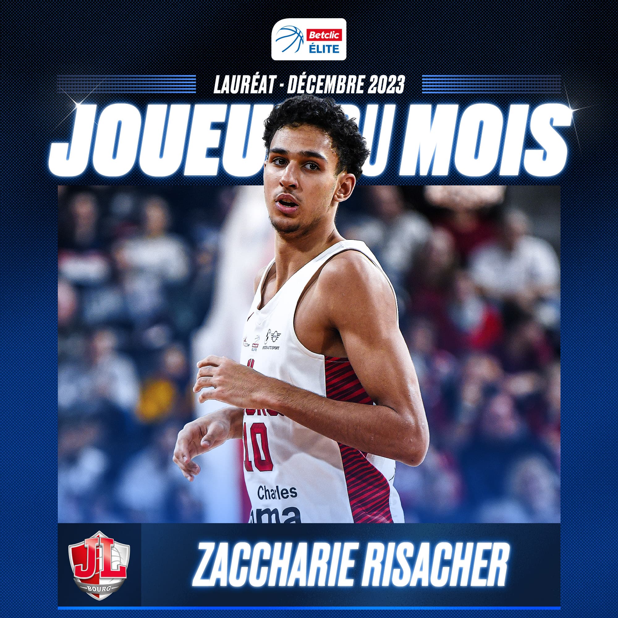 Zaccharie Risacher élu meilleur joueur de décembre