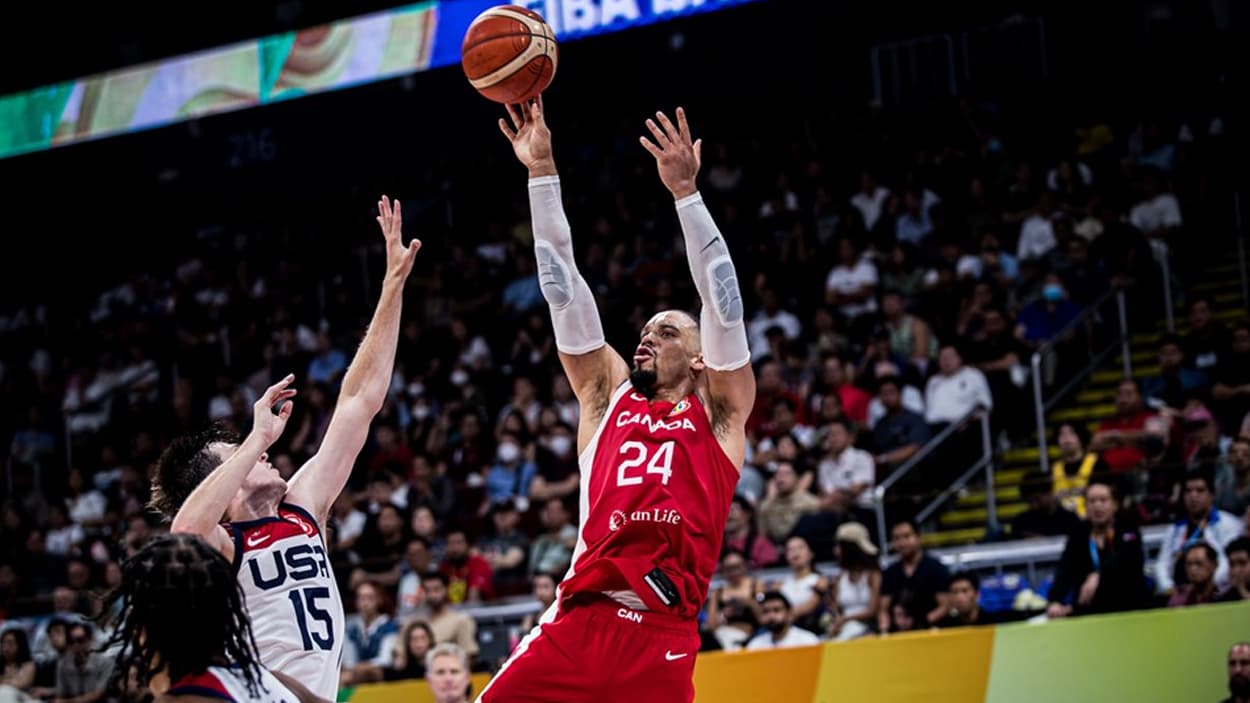 Dillon Brooks (Canada) face aux Etats-Unis de la coupe du monde 2023 Dillon Brooks (Canada) face aux Etats-Unis de la coupe du monde 2023