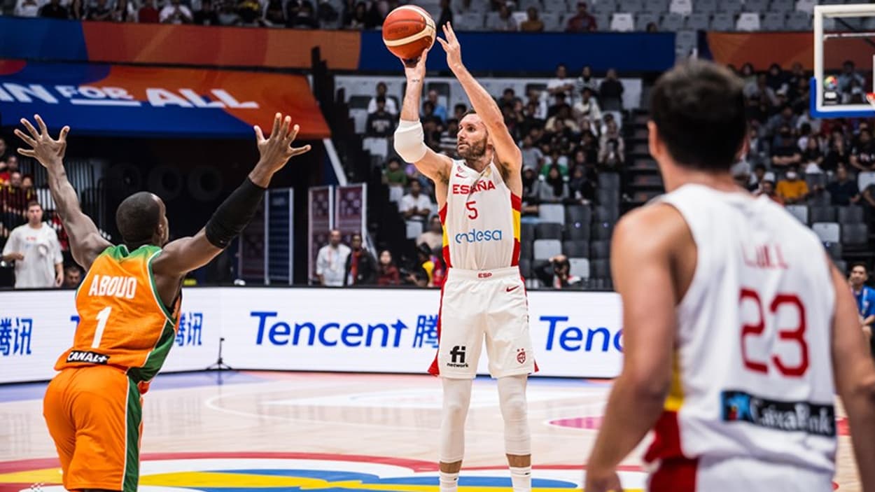 Rudy Fernandez avec l'Espagne en 2023 Rudy Fernandez avec l'Espagne en 2023